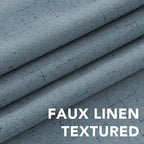 H.VERSAILTEX Linen Curtains 100% Blackout Curtains for Bedroom 102 inch Long Full Light Blocking Nature Linen Blended Window Curtains for Living Room Nickel Grommet (2 Panels, Stone Blue)