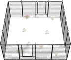 FXW Garden Fence Outdoor for The Yard – 50in(H) x 41.7ft(L) Heavy Duty Metal Animal Barrier for Dog and Rabbit, Decorative Dog Fence, 16 Panels, Black