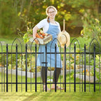 Metal Decorative Garden Fence Metal Border Folding Fence, Landscape Fencing Dog Fence Pet Fence for Flower Bed, Yard, Animal Barrier (32″ H x 10 ft (4 Panels + 1Gate))