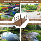 HAPPYGRILL 5FT Wooden Garden Bridge, Decorative Pond Landscaping Bridge with Classic Arc Footbridge & Double Safety Railings, Garden Bridges for Outdoors, Backyard, Garden Farm (Brown)