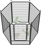 FXW Garden Fence Outdoor for The Yard – 50in(H) x 15.6ft(L) Heavy Duty Metal Animal Barrier for Dog and Rabbit, Decorative Dog Fence, 6 Panels, Black