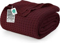 Utopia Bedding Burgundy 100% Cotton Waffle Blanket 300 GSM [King - 90x108 Inch] Soft Lightweight Breathable Bed Blanket for All Season