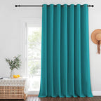 NICETOWN Extra Wide Blackout Peacock Teal Sliding Door Curtain - Thermal Curtains Room Divider Drape Light & Sound Blocking Blackout Window Treatment for Living Room & Bedroom (W100 x L108, 1 Panel)
