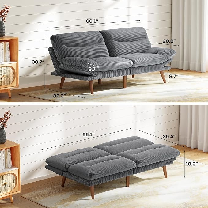 Marsail Futon Sofa Bed, Grey