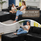 Modular Sectional Sofa Couches L-Shape Couch 3 Seat Modular Sofa Memory Foam Sectional Couches for Living Room, Cloud Couch with Oversized Chaise (Black Stripe, 108" Left Facing Chaise)
