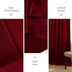NICETOWN 144 inch Long Red Velvet Curtains and Drapes, Extra Long Elegant Wall Backdrop Drapes for Holiday Season Home Decoration (Set of 2, Rod Pocket Design, 52" Wide)