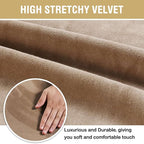 H.VERSAILTEX Velvet Dining Chair Covers Stretch Chair Covers for Dining Room Set of 2 Parson Chair Slipcovers Chair Protectors Covers Dining, Soft Thick Solid Velvet Fabric Washable, Camel