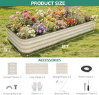 5 in 1Galvanized Raised Garden Bed - 8x3x1ft Modular Garden Planter Bed Outdoor | Steel Raised Bed Kit with Bracing Rods, Gloves for Gardening Vegetables Fruits and Flowers (White)