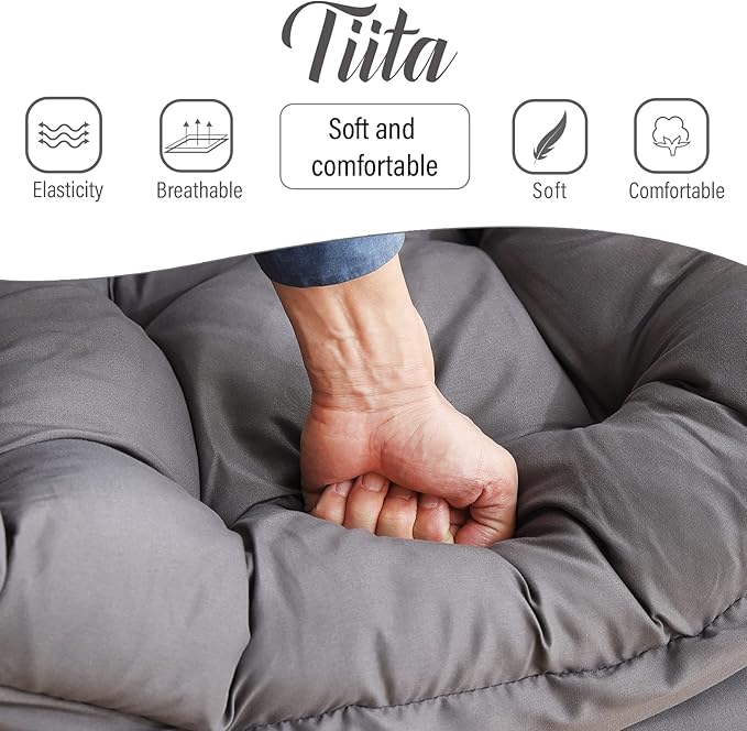 Tiita Lazy Chair with Ottoman, Gray Modern Large Accent Chair, Comfy Leisure Sofa Armchair with Ottoman, Reading Chair with Footrest for Bedroom, Living Room, Dorm Rooms, Garden Dark Grey