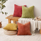 MIULEE Pack of 4 Burnt Orange Couch Throw Pillow Covers 16x16 Inch Yellow Green Soft Decorative Chenille Pillows Farmhouse Accent Cushions for Boho Home Decor Spring Sofa Bedroom Living Room