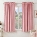 NICETOWN Blush Pink Short Velvet Curtains with Cute Pom-Pom Trim for Nursery 63 inch Long – Luxury Room Darkening Drapes Light Filtering Window Treatment for Girls, 52" W x 63" L, 2 Panels