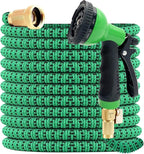 J&B XpandaHose 50ft Expandable Garden Hose – Ultra-Strong 3750D, 4-Layer Latex Core, Brass 3/4" Connectors, 10-Pattern Nozzle & Storage Bag – Lightweight, Kink-Reducing, Leak-Resistant