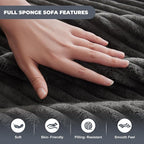 Cloud Sectional Sofa, Boneless Couch for Living Room, Modular Sectional Sofa with Deep Seat, Fluffy L-Shaped Comfy Couch with Right-Facing Chaise, No Assembly Required, Grey