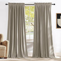 NICETOWN Camel Room Darkening Velvet Curtains 96 inch Long for Bedroom and Living Room - Rod Pocket Window Treatment Drapes Farmhouse for Apartment, Set of 2, 52" Width