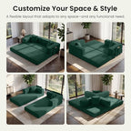 78.8" Convertible Sofa Bed,Corduroy Futon Couch with Storage Pocket,Folding Pull Out Futon Sofa,No Assembly Boneless Couch for Living Room, Emerald Green | Convertible Sofa Bed, Boneless Couch, sofa for living room, sleeper sofa, modular sofa