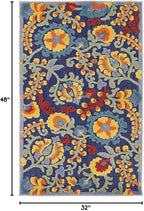 Nourison Home Aloha Navy Multicolor 2'8" x 4' Area Rug - Easy Clean, Non Shedding, Bed Room, Living Room, Dining Room, Kitchen (3' x 4')