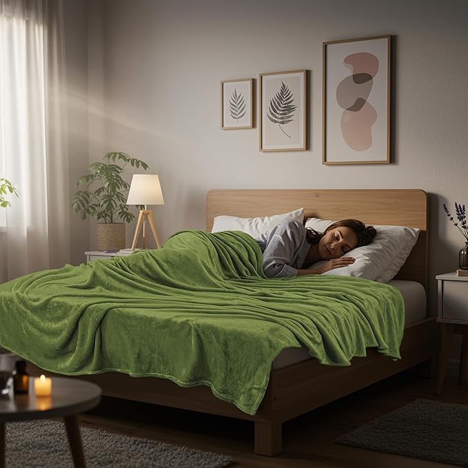 Utopia Bedding Fleece Blanket Twin Size Olive (60x80 Inches) Ultra Soft Warm Lightweight Microfiber Breathable Anti-Static Cozy Winter Bed Blanket, All-Season Home Decor Gift for Men & Women