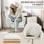 Vanity Chair with Wheels, Comfy Home Office Desk Chairs Adjustable Modern Velvet Makeup Vanity Chairs for Bedroom Living Room-Beige Pack of 2