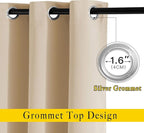 NICETOWN Biscotti Beige Curtains 96 inches Long, Grommet Thermal Insulated Blackout Curtains Privacy Window Treatments for Boys Room/Living Room, W46 x L96, 2 Panels