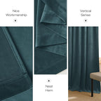 NICETOWN Greyish Blue Velvet Curtains and Drapes, Thermal Insulated Soft Window Velvet Curtains for Boys Bedroom Living Room Office, Room Darkening Drapes, 52" x 84", 2 Panels