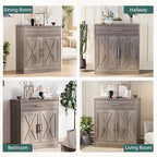 Shintenchi Farmhouse Storage Cabinets with Doors and Shelves,Kitchen Barn Door Storage Cabinet with Drawers,Coffee Bar Cabinet Buffest Sideboard for Dining Room,Living Room,Bathroom,Entryway,Ash Grey