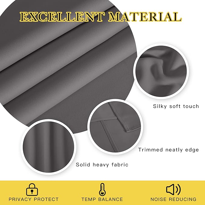NICETOWN Bedroom Blackout Curtain Panel - Window Treatment Thermal Insulated Solid Grommet Blackout for Living Room (1 Panel, 52 by 54 inches, Grey)
