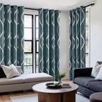 NICETOWN 100% Blackout Curtains Panels for Living Room, Greyish Blue, 52" Wide x 84" Long, 2 Panels, Sound Reducing Thermal Insulated Wave Line Foil Print Design Curtains for Patio Sliding Glass Door