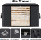 Fab totes Storage Bags,Clothes Blanket Storage Bins Foldable Closet Organizers with Reinforced Handle for Home Dorm Storage and Organization,Fabric Bags for Organizing Sheets,Clothing (Black,4 Pack)