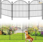 Decorative Garden Fence 24in (H) x10ft (L), 5 Pack No Dig Fence Animal Barrier for Dog, Arched Flower Bed Edging, Wire Border Panel Fencing for Yard Patio Outdoor Decor