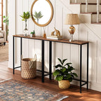 HOOBRO 2 Pack Narrow Console Table, 29.5" Small Entryway Table, Thin Long Sofa Side Display Table, for Hallway, Bedroom, Living Room, Foyer, Rustic Brown and Black BF75XGP201