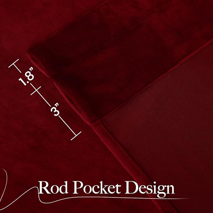 NICETOWN Red Velvet Blackout Curtains 84 inches Long 2 Panels for Bedroom, Thermal Wall Decor Soundproof Privacy Protection Panels for Home Theatre/Film Room/Stage (Rod Pocket Design)