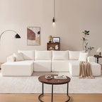 140” Cloud Sectional Couch, Modular Sectional Sofa with Deep Seat, Boneless Sofa for Living Room, Fluffy Comfy U-Shaped Couch with Left Facing Chaise, No Assembly Required, Beige