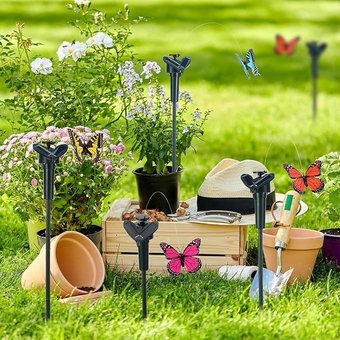 6 Pcs Solar Flying Moving Fluttering Waterproof Garden Stakes Decorations for Home Yard Pathway Garden Landscape Christmas Outdoor Indoor Centerpieces Gift Decorations (Butterfly)