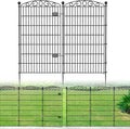 5 Panel No Dig Decorative Garden Fence with Gate - 48in H x 11.6 ft L, Tall Animal Barrier for Dogs Rabbits, Rustproof Metal Wire Panels for Yard, Patio, and Outdoor Border Use