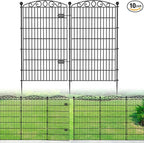 10 Panel No Dig Decorative Garden Fence with Gate - 48in H x 23.2 ft L,Dog Fence Outdoor for Yard,Tall Animal Barrier for Dogs Rabbits, Rustproof Metal Wire Panels for Yard,Patio, Flower Bed