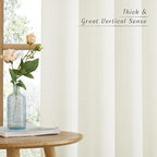 NICETOWN Off White Linen Curtains 84 inch Length, Grommet Privacy Added Thick Flax Not See Through Window Treatments Semi Sheer Drapes for Bedroom/Living Room, W55 x L84, 2 Panels