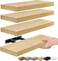 Sorbus 4 Pack Maple Wood Floating Shelves for Wall, Bathroom, Kitchen, Bedroom, Living Room, Bathroom Storage, Over Toilet, Hanging Book Shelf for Wall Home Decor