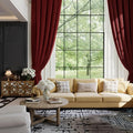 NICETOWN 144 inch Long Red Velvet Curtains and Drapes, Extra Long Elegant Wall Backdrop Drapes for Holiday Season Home Decoration (Set of 2, Rod Pocket Design, 52" Wide)