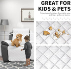 Easy-Going Recliner Sofa Cover with Console, Reversible Couch Cover for Living Room, Split Sofa Cover for Each Seat with Elastic Straps for Kids, Dogs, Pets (3 Seater, White/White)