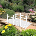 VINGLI Garden Bridge, Classic Wooden Bridge with Safety Rails, Decorative Arched Footbridge (White, 5 ft)