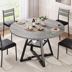 Round Dining Table for 4,Kitchen Dining Room Circle Dinner Pedestal Table,Space Saving Wood Kitchen & Dining Room Furniture, 42In,Grey