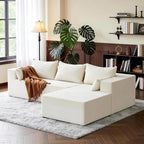 106" Cloud Sectional Boneless Couches for Living Room, Modular L Shaped Couch with Deep Seat Oversized Right Facing Chaise, Memory Foam Compressed Spineless 3 Seater Sofa for Apartment, Beige