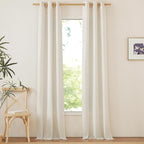 NICETOWN Linen Curtains for Windows 90 inch Long, Grommet Semi Sheer Vertical Drapes Privacy Added with Light Filtering for Bedroom/Living Room, Natural, W34 x L90, 2 Pieces