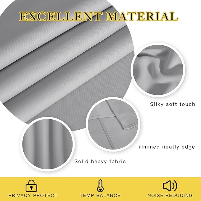 NICETOWN Blackout Door Curtain Drape for Night Shift - Thermal Insulated Solid Grommet Room Darkening Privacy Window Treatment for Living Room (1 Piece, W66 x L72, Silver Grey)