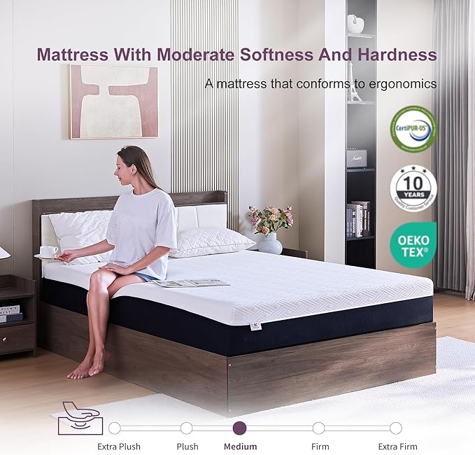 Full Size Mattress, 6 Inch Gel Memory Foam Mattresses, Medium Firm for Cool Sleeping, Pressure Relief,Sweet Sleep Easily Replaceable,CertiPUR-US Certified Colchón in a Box