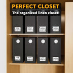 SpaceAid 8 Pack Bed Sheet Organizers and Storage, Foldable Sheet Organizer for Linen Closet, Sheets Set Folder Keeper with Window XL (Queen & King Size) Bedding Container (Black, 8 Pack)