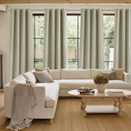 NICETOWN Faux Linen Beige Blackout Curtains 84 inches Long for Living Room - Privacy Panels for Bedroom, Modern Farmhouse Style Easy Care Grommet Top, 2 Panels, W52 by L84