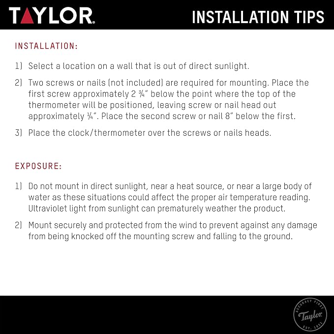 Taylor Seahorse Poly Resin Indoor and Outdoor Clock and Thermometer, Home Decor for Garden, Patio, Pool, and Indoor Areas, 14-inch, Multi-Color
