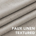 H.VERSAILTEX Linen Curtains 100% Blackout Curtains for Bedroom 90 inch Long Full Light Blocking Nature Linen Blended Window Curtains for Living Room Nickel Grommet (2 Panels, Stone)