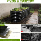 24" Tall Galvanized Raised Garden Bed Outdoor, 8x2x2ft Deep Metal Planter Box with Safety Edging & Support Bars, Large Oval Raised Beds for Gardening Plants Vegetables Herbs Flowers (Dark Grey)